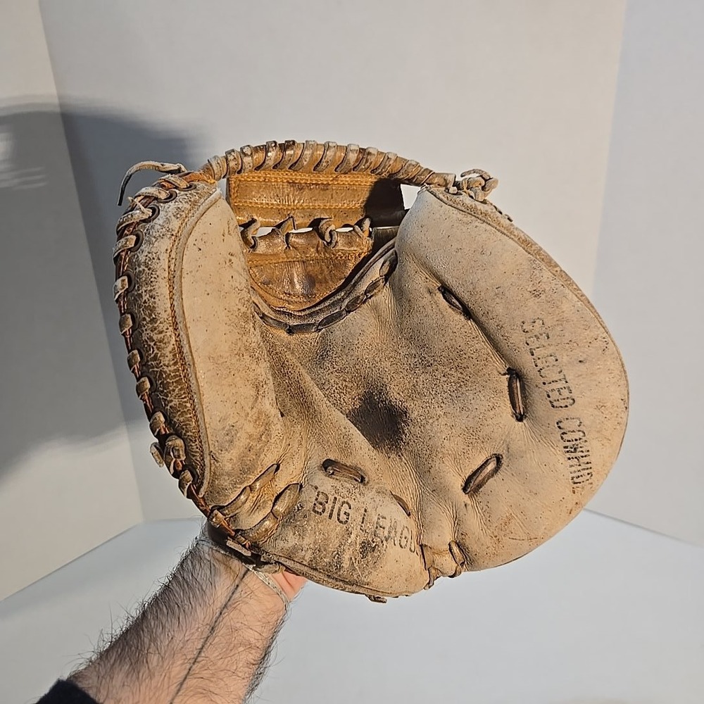 VTG Big League Catcher's Mitt Selected Cowhide Adult‎ 1950s Baseball Glove MCM